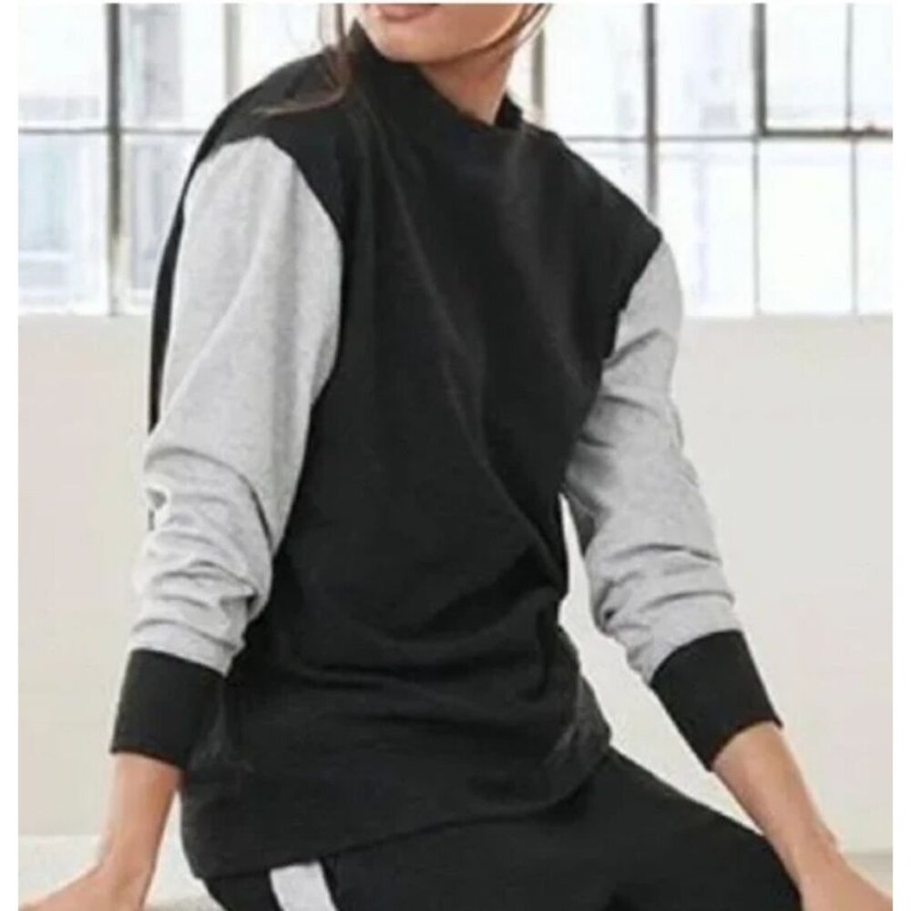 NWT Johnny Was Calme Mock Neck Cozy Sweatshirt Black Grey Size XL $138 [jb] - Picture 3 of 8